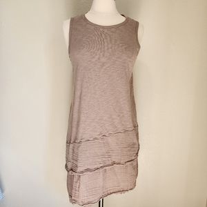 Dylan Double Layer Fray Hem Slub Cotton Asymmetrical Hem Dress size Small